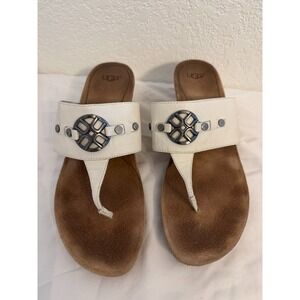 UGG Australia Bricella Thong Cork‎ Wedge Sandals Size 10 Women White